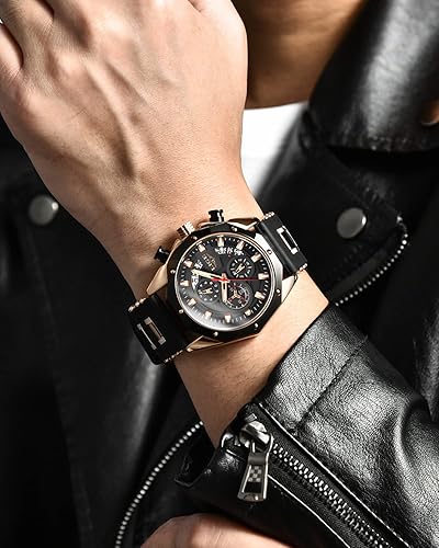 LIGE Men's Watch Fashion Chronograph Stainless Steel Waterproof Analog Quartz Luminous Large Dial Sport Classic Watch…